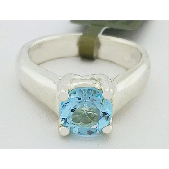 Genuine 2.20 Cts Aquamarine Solitaire Ring Solid .925 Silver - Picture 1 of 5